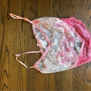Pink and White Lace Bralette